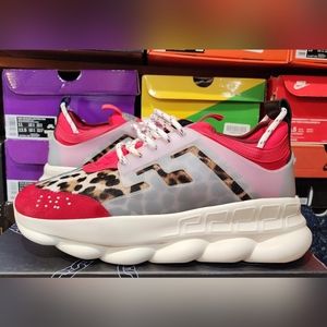 Versace Chain Reaction sz US12 EU45 Poster Red/Camel